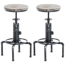 Set di 2 sgabelli da bar Lumos, legno argento anticato