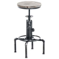 Ensemble de 2 tabourets de bar Lumos, bois argenté antique