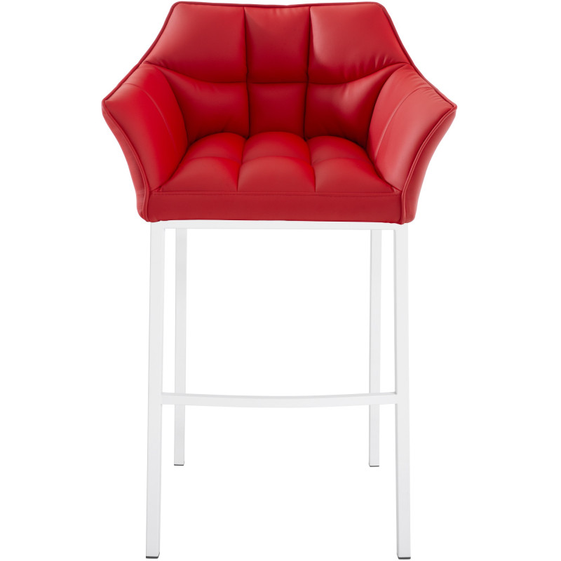 Tabouret de bar Damaso avec structure à 4 pieds blanc rouge