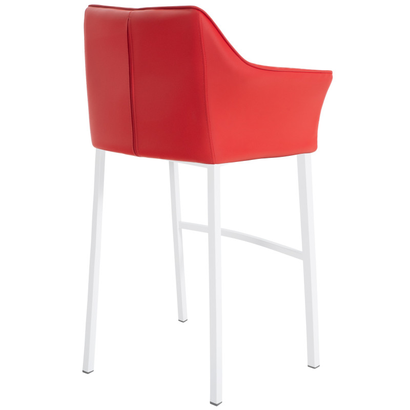 Tabouret de bar Damaso avec structure à 4 pieds blanc rouge