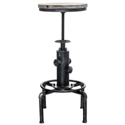 Ensemble de 2 tabourets de bar Lumos, bois argenté antique