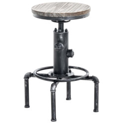 Ensemble de 2 tabourets de bar Lumos, bois argenté antique