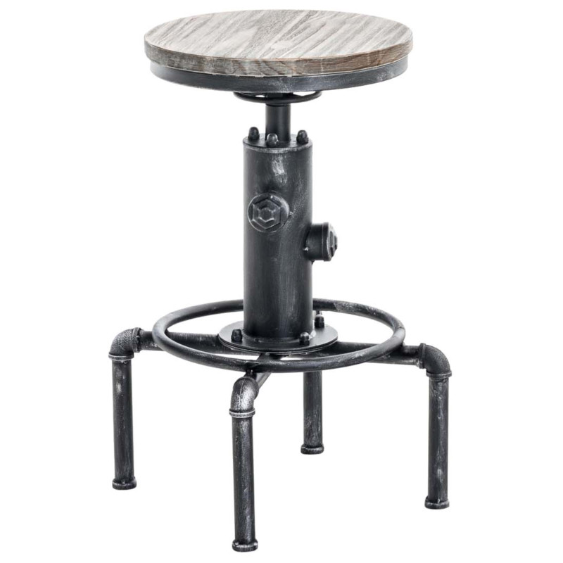 Set di 2 sgabelli da bar Lumos, legno argento anticato