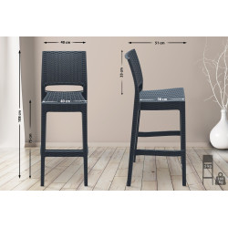 Set di 4 sgabelli da bar Jamaica, grigio scuro