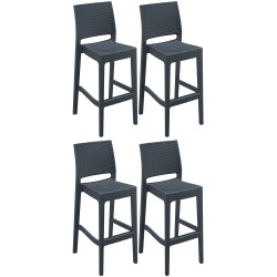 Juego de 4 taburetes de bar Jamaica, gris oscuro
