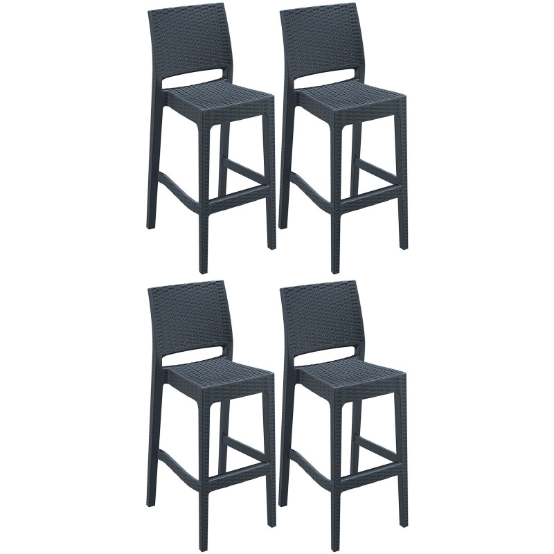 Ensemble de 4 tabourets de bar Jamaica, gris foncé