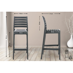 Ensemble de 4 tabourets de bar Ares, gris foncé