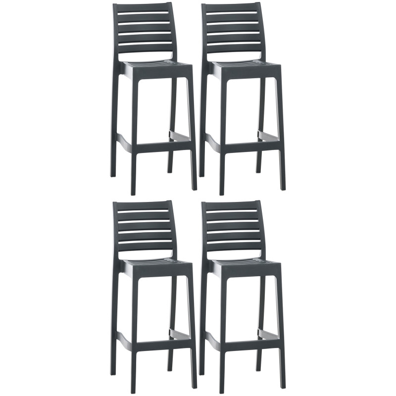 Juego de 4 taburetes de bar Ares, gris oscuro