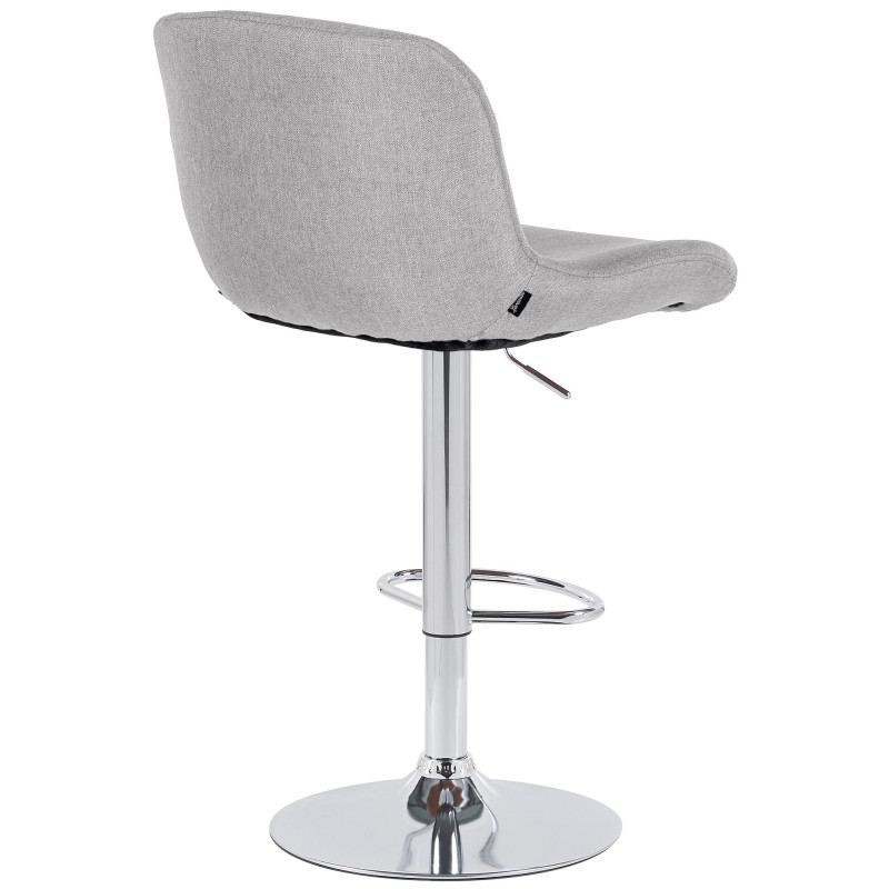 Tabouret de bar Solon en tissu chromé gris clair