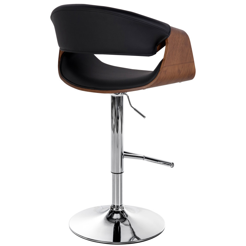 Sgabello da bar Foley, similpelle, rovere, nero