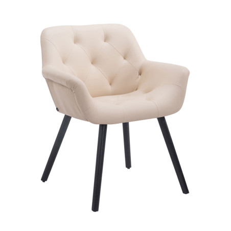 Chaise visiteur Cassidy simili cuir noir crème