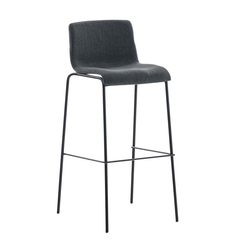 Lot de 2 tabourets de bar Hoover tissu 4 pieds noir gris foncé