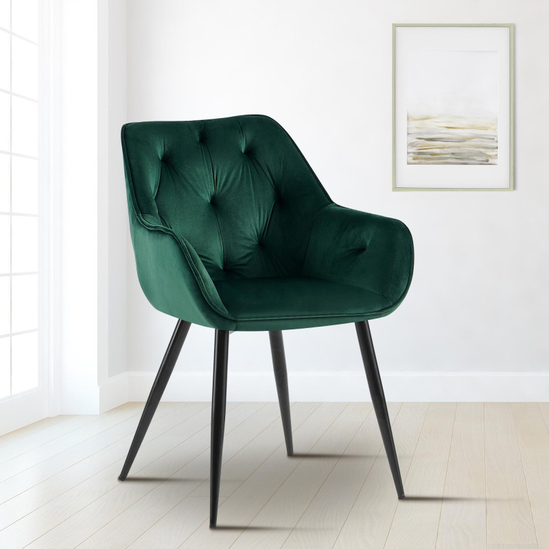 Chaise visiteur Cassis velours vert