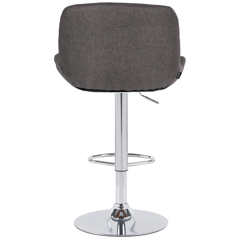 Tabouret de bar Solon en tissu chromé gris foncé