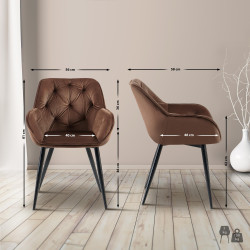 Chaise visiteur Cassis velours marron