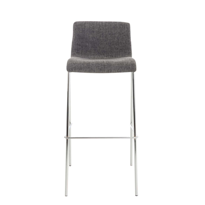 Lot de 2 tabourets de bar Hoover tissu 4 pieds chrome gris clair