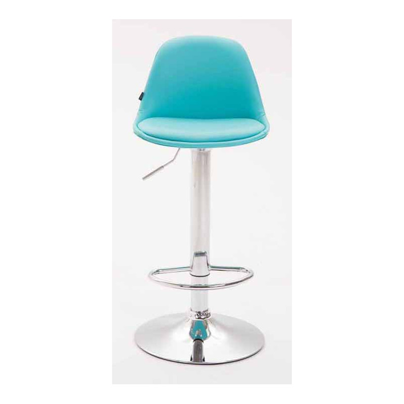 Lot de 2 tabourets de bar Kiel entièrement rembourrés en similicuir bleu chromé