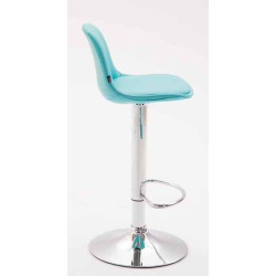 Lot de 2 tabourets de bar Kiel entièrement rembourrés en similicuir bleu chromé