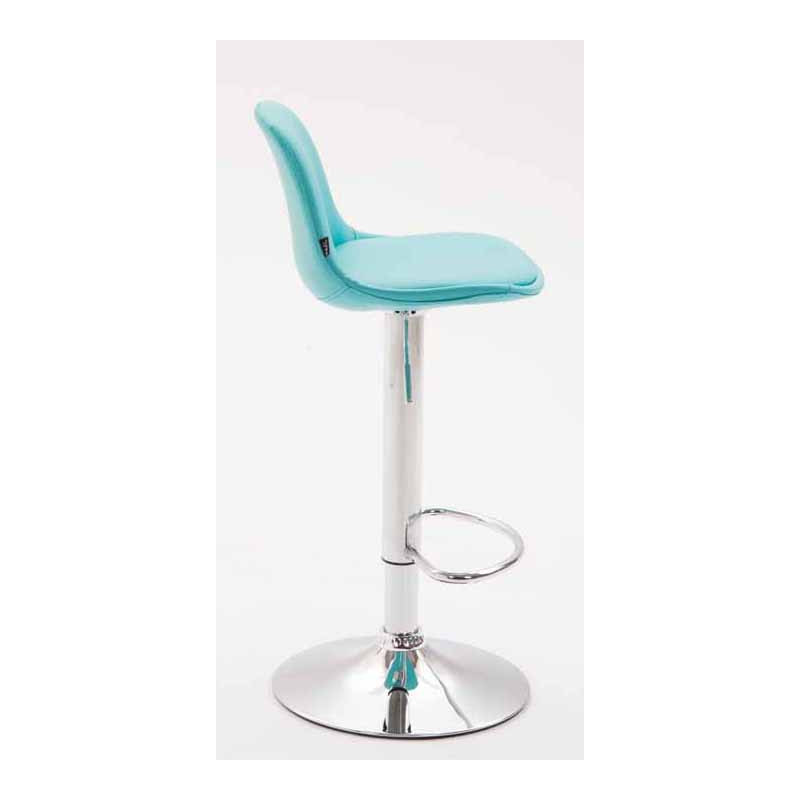 Lot de 2 tabourets de bar Kiel entièrement rembourrés en similicuir bleu chromé