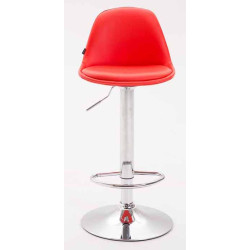 Lot de 2 tabourets de bar Kiel entièrement rembourrés en similicuir chromé rouge