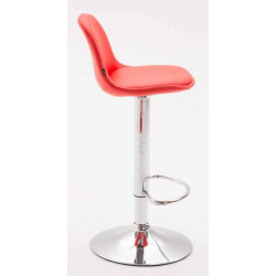 Lot de 2 tabourets de bar Kiel entièrement rembourrés en similicuir chromé rouge