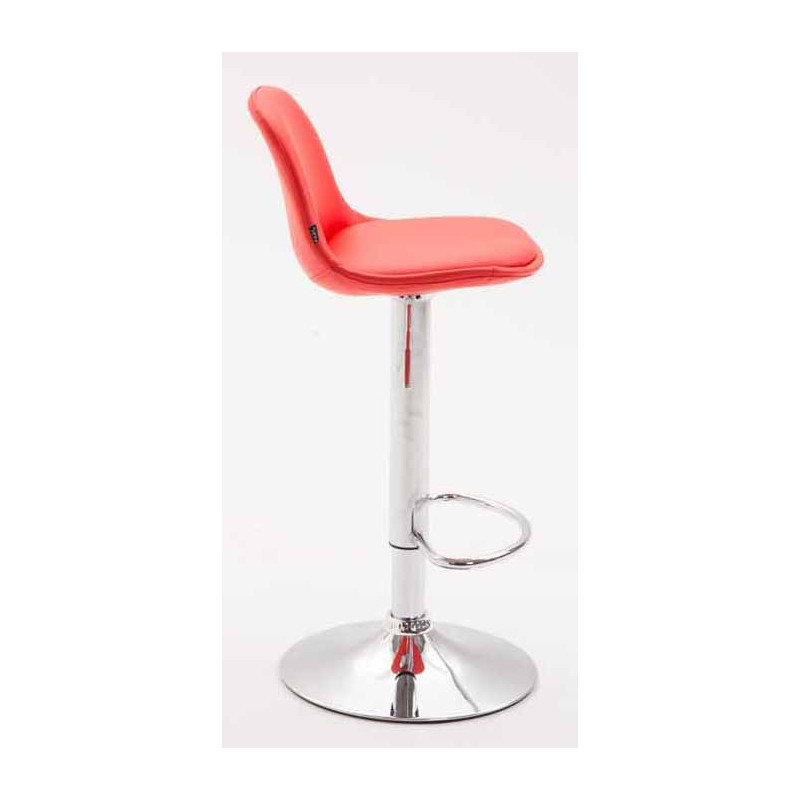Lot de 2 tabourets de bar Kiel entièrement rembourrés en similicuir chromé rouge