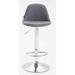 Lot de 2 tabourets de bar Kiel entièrement rembourrés en similicuir gris chrome
