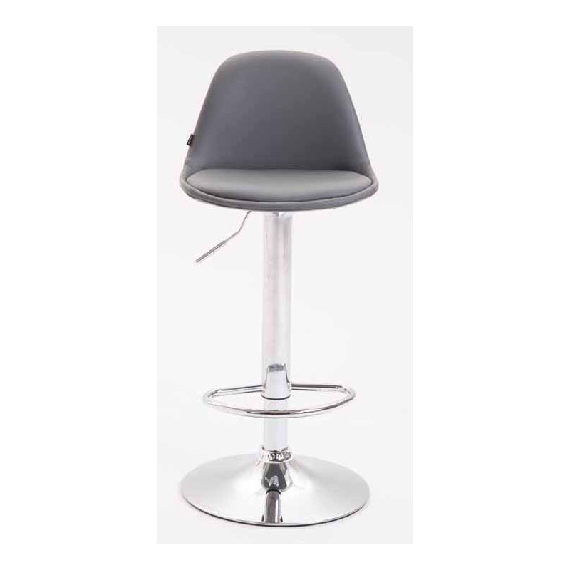 Lot de 2 tabourets de bar Kiel entièrement rembourrés en similicuir gris chrome