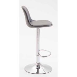 Lot de 2 tabourets de bar Kiel entièrement rembourrés en similicuir gris chrome