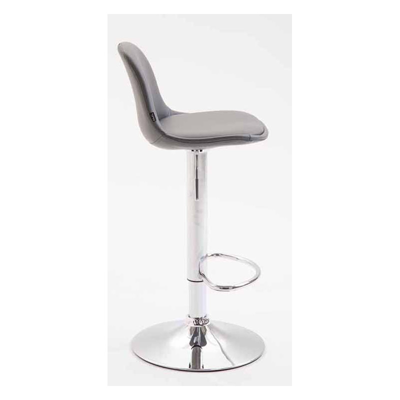 Lot de 2 tabourets de bar Kiel entièrement rembourrés en similicuir gris chrome