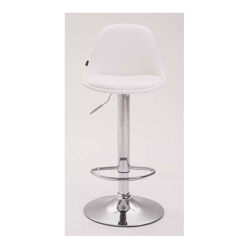 Lot de 2 tabourets de bar Kiel entièrement rembourrés en similicuir chromé blanc