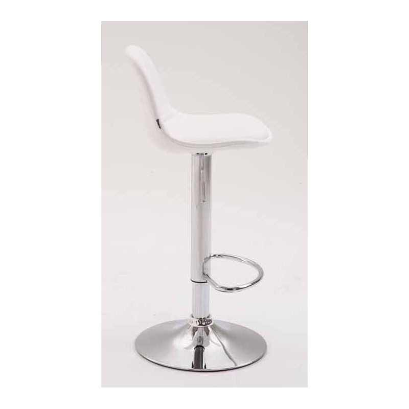 Lot de 2 tabourets de bar Kiel entièrement rembourrés en similicuir chromé blanc