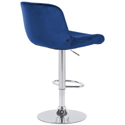 Tabouret de bar Solon chrome velours bleu