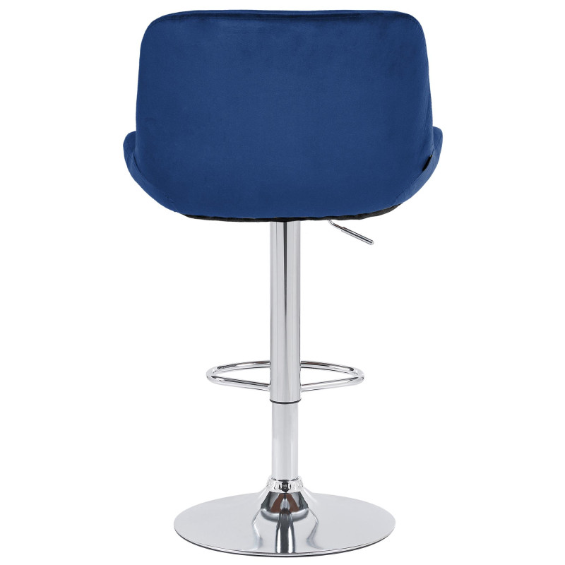 Tabouret de bar Solon chrome velours bleu