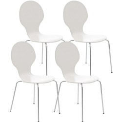 Lot de 4 chaises visiteurs Diego en blanc