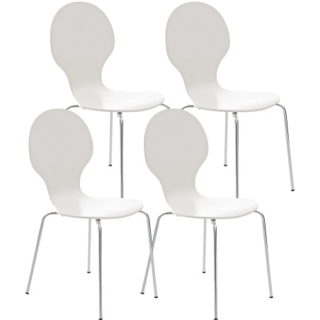 Lot de 4 chaises visiteurs Diego en blanc