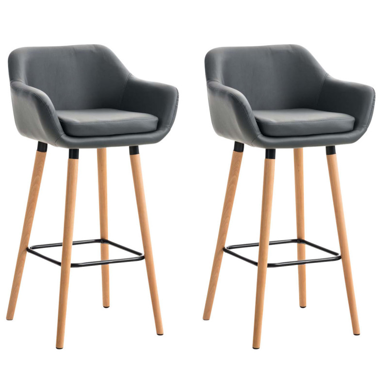 Lot de 2 tabourets de bar Grant simili cuir gris