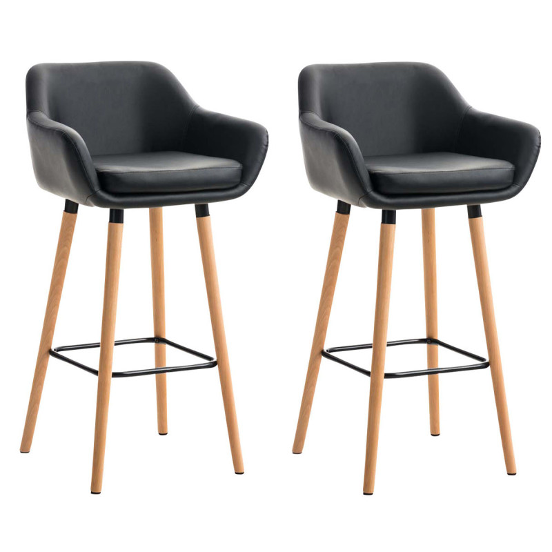 Lot de 2 tabourets de bar Grant simili cuir noir
