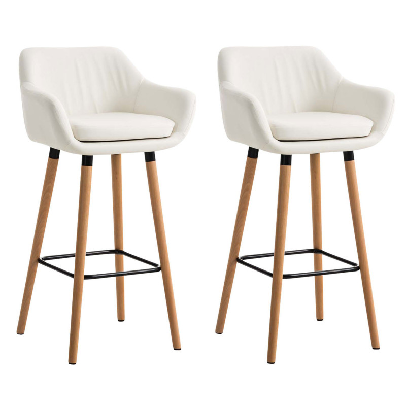 Lot de 2 tabourets de bar Grant simili cuir blanc