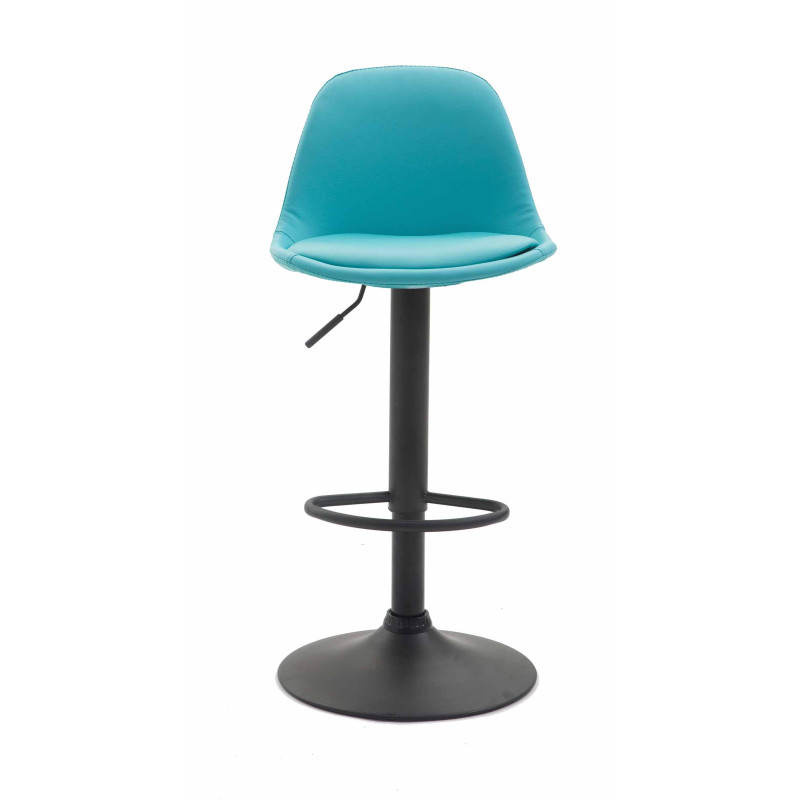 Tabouret de bar Kiel entièrement rembourré en similicuir noir bleu