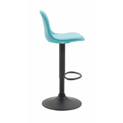 Tabouret de bar Kiel entièrement rembourré en similicuir noir bleu