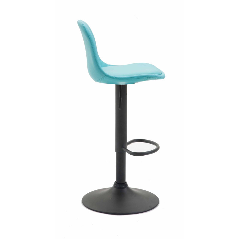 Tabouret de bar Kiel entièrement rembourré en similicuir noir bleu