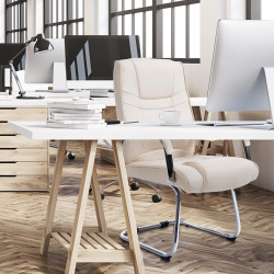 Chaise visiteur Attila crème