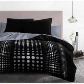 Parure de couette Microfibre STEEVY 220x240cm et 2 taies d'oreillers 63x63cm Noir