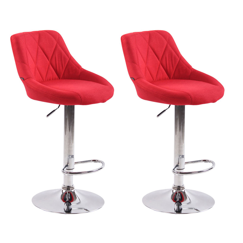 Lot de 2 tabourets de bar Lazio tissu C rouge