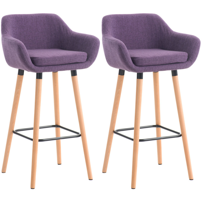 Lot de 2 tabourets de bar Grant en tissu violet
