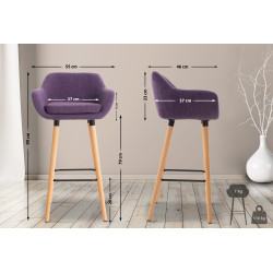 Lot de 2 tabourets de bar Grant en tissu violet