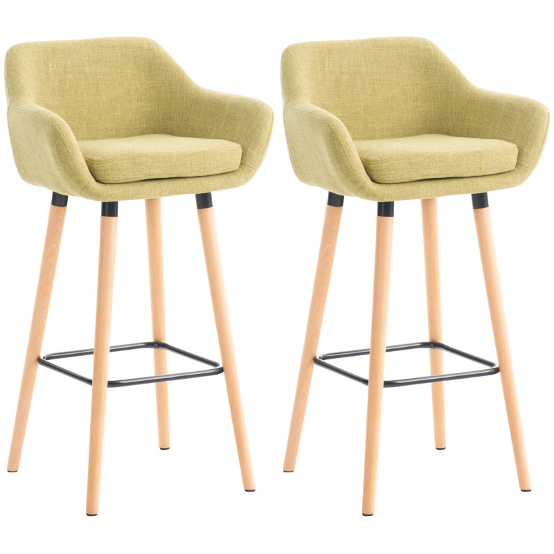 Lot de 2 tabourets de bar Grant en tissu vert clair