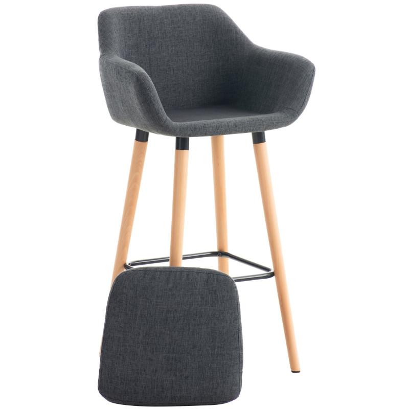 Lot de 2 tabourets de bar Grant en tissu gris foncé