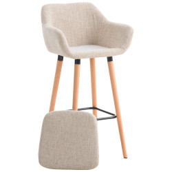 Lot de 2 tabourets de bar Grant tissu crème